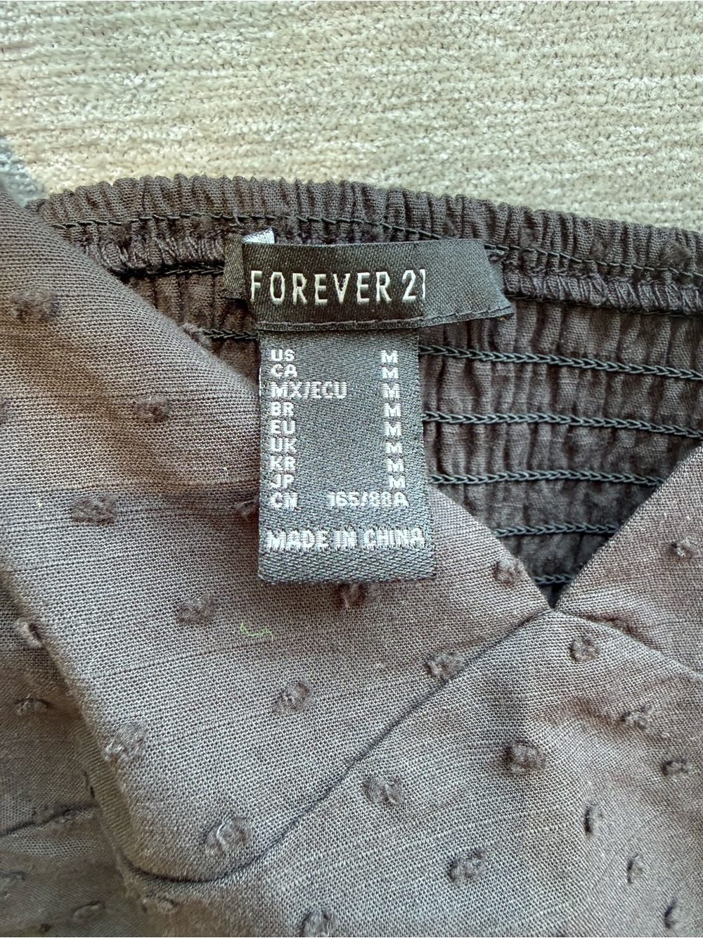 Forever 21 Brown Swiss Dot Smocked Maxi Dress Sleeveless Boho Cottagecore Medium - Picture 4 of 5